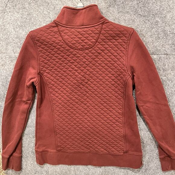 LL Bean Sweater Women’s Medium Petite Quilted Front 1/4 Zip‎ Mauve Red Collared - Picture 9 of 10